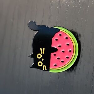 Black Cat With Watermelon Enamel Pin